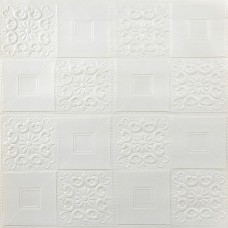 Самоклеюча декоративна настінно-стельова 3D панель 700х700х3мм Білий(114-3) SW-00000697
