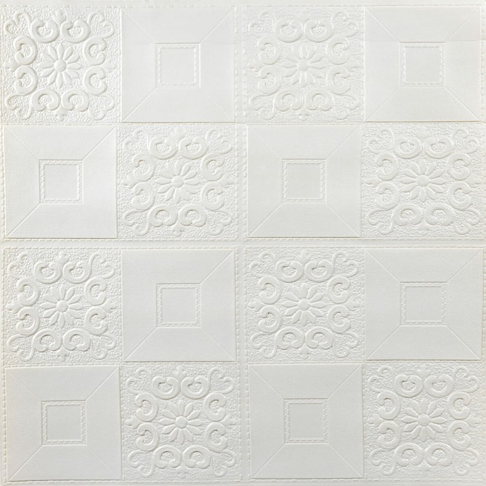 Самоклеюча декоративна настінно-стельова 3D панель 700х700х3мм Білий(114-3) SW-00000697