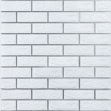 Самоклеюча 3D панель 700х770х3мм Біла цегла смужка срібло (100-3) SW-00000752