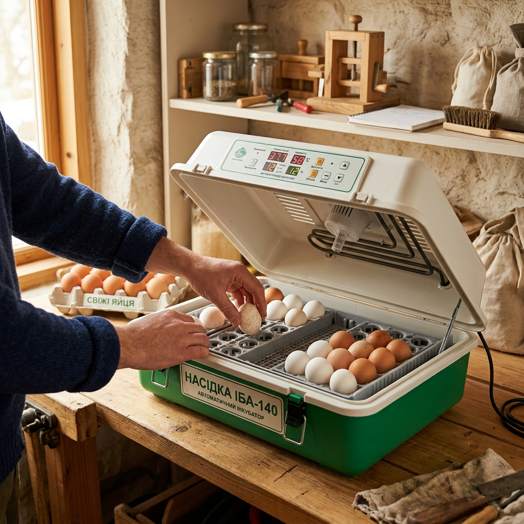 Інкубатор Насідка ІБА-140 яєць автомат цифровий, вентилятор: легкий старт для успішного птахівництва
