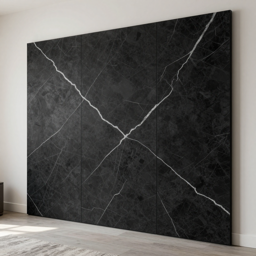 R061-2-20 стінова панель у рулоні 3D: стильний чорний мармур для сучасного інтер'єру