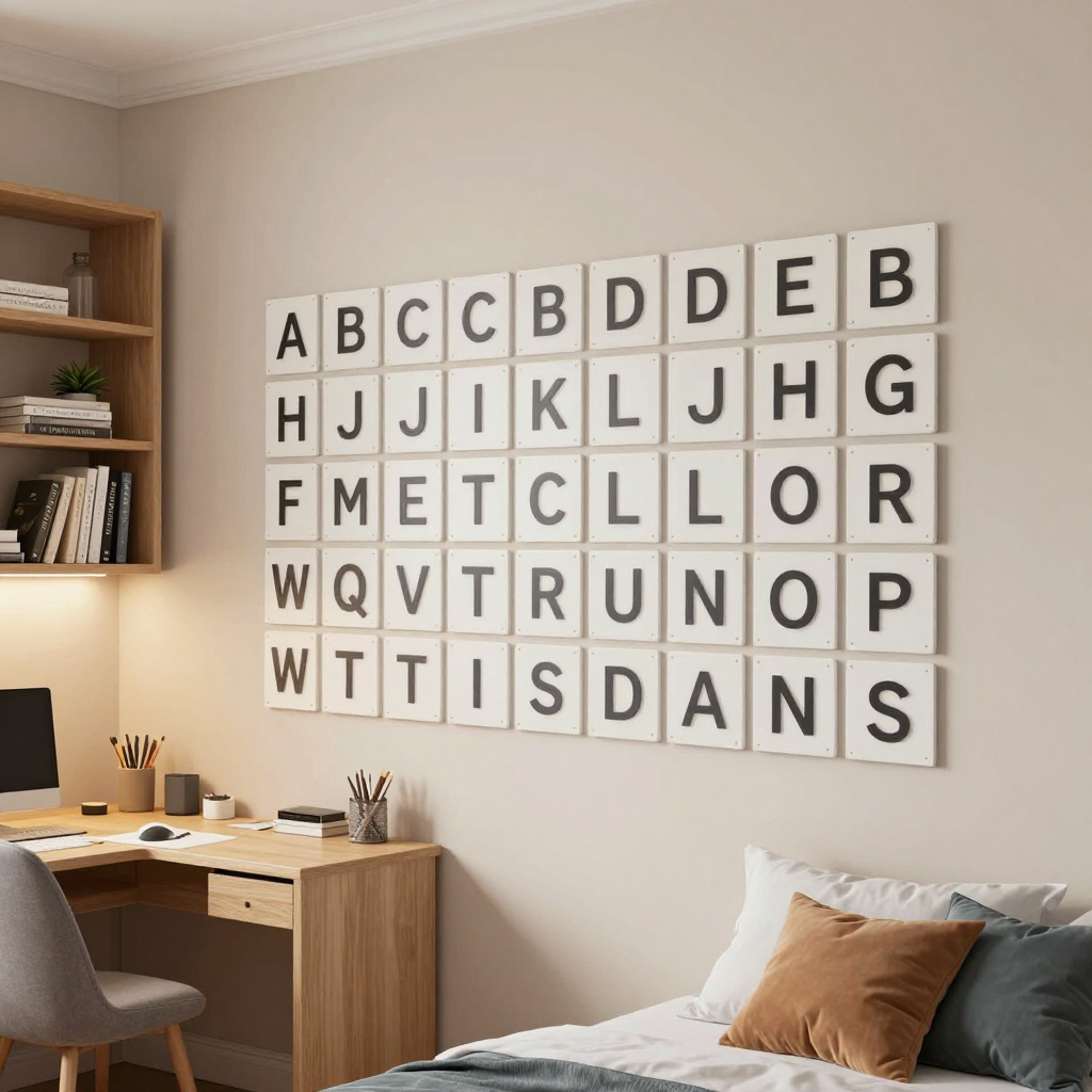 Набір панелей стінових 3D 700х1400х4мм Абетка — стильний вибір для інтер'єру