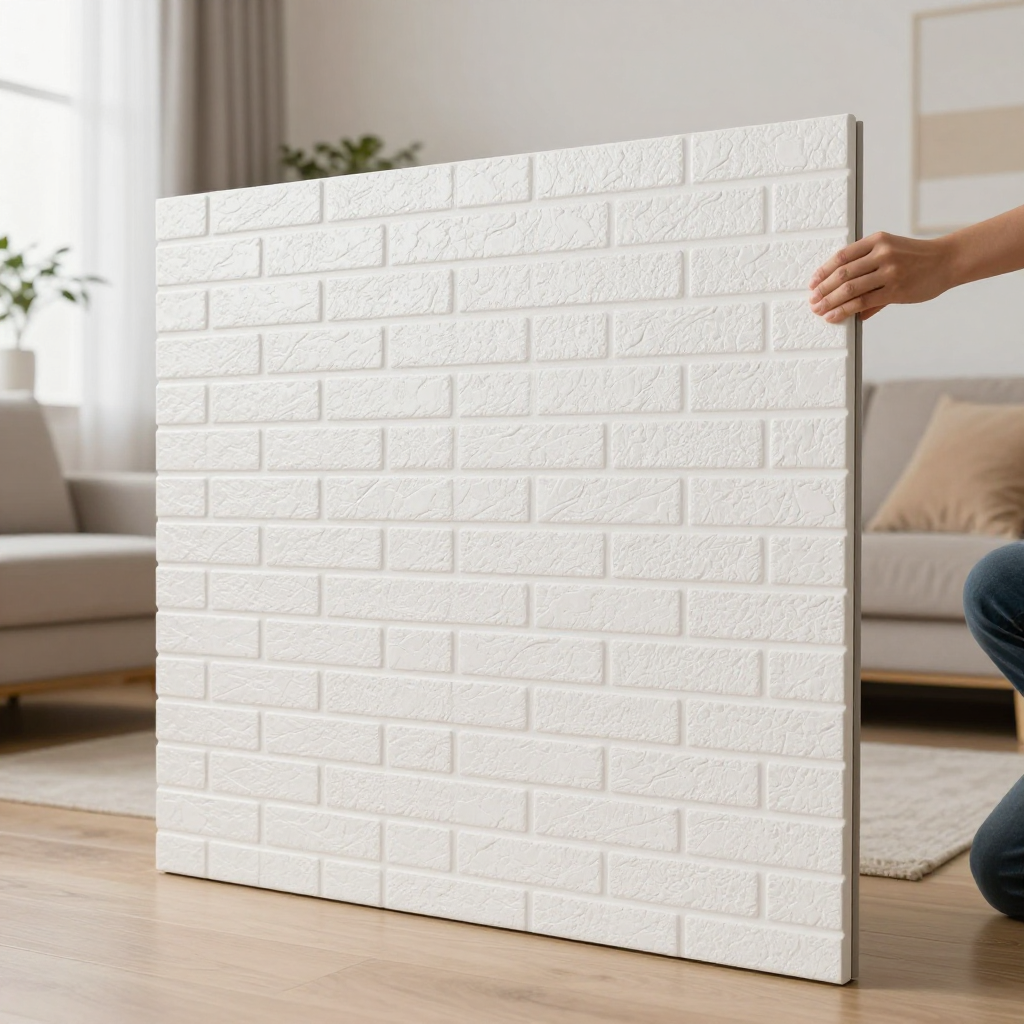 R001-2 Панель стінова у рулоні 3D 700х3080х2мм Біла Цегла — стильний ремонт без зайвих зусиль