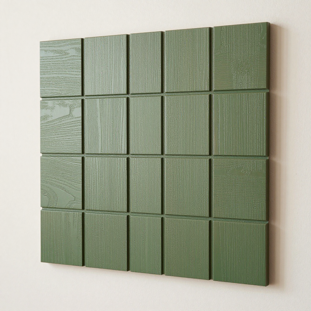 Самоклеюча декоративна 3D панель зелено-коричневе дерево 700x700x4мм — стильний та простий спосіб оздоблення