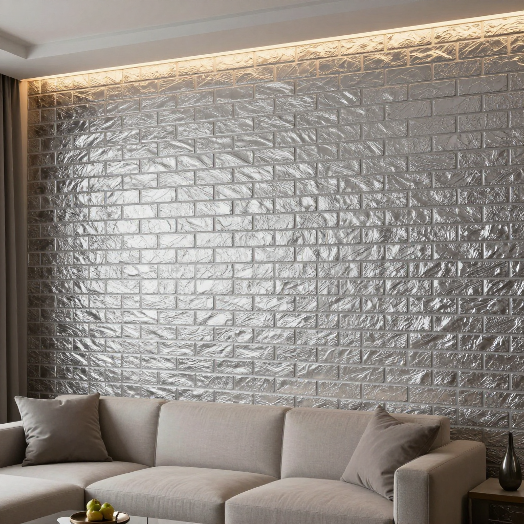 3D панель самоклеюча кладка 770х700х5мм Срібло (034): стиль та простота монтажу