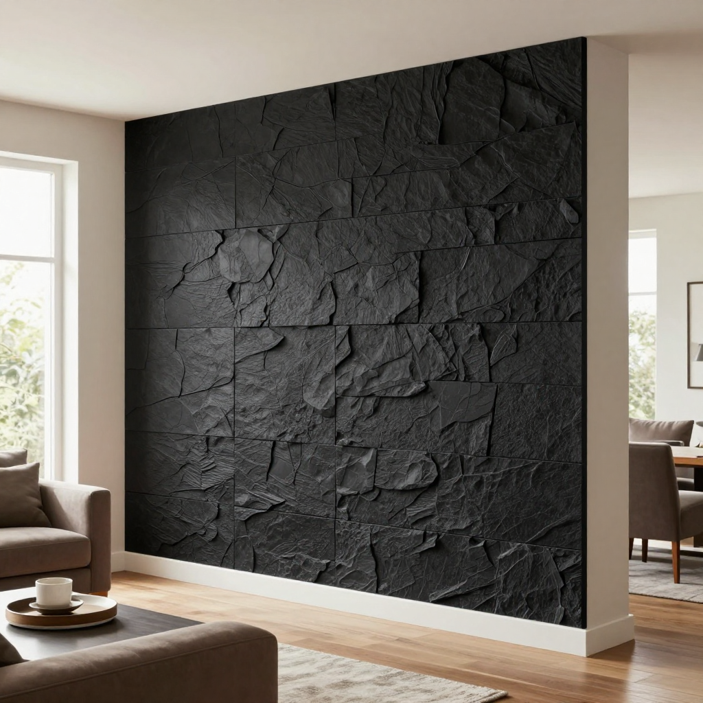 Декоративна 3D панель самоклейка Чорний камін Катеринославський: естетика та практичність в інтер’єрі