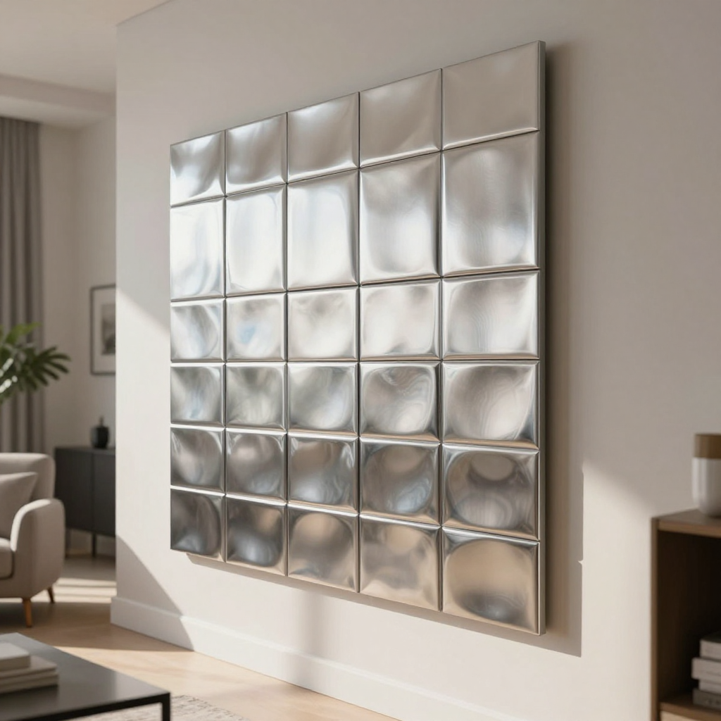 3D панель 700х700х6мм Срібло SW-00001951 — естетика та універсальність для вашого інтер'єру