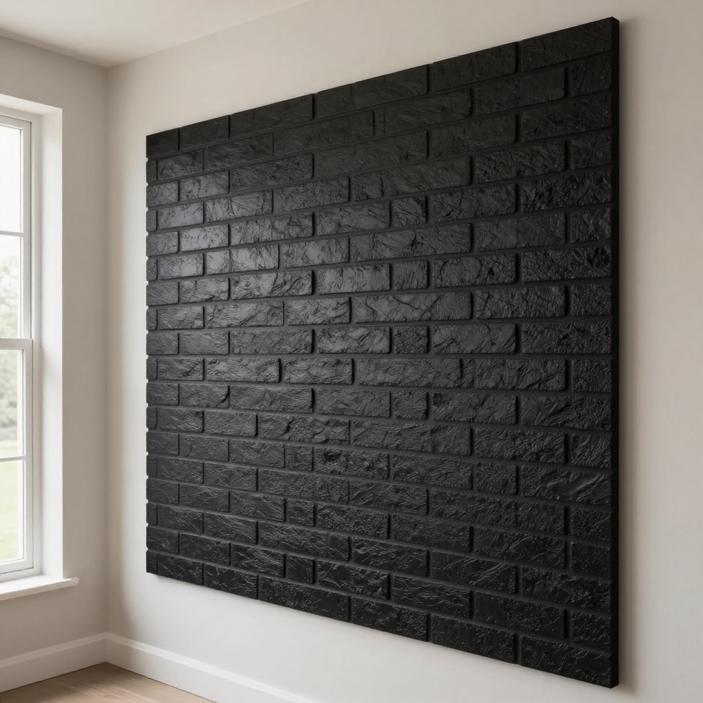 3D панель самоклеюча 700х770х3мм цегла Чорна — стильний акцент для вашого інтер’єру