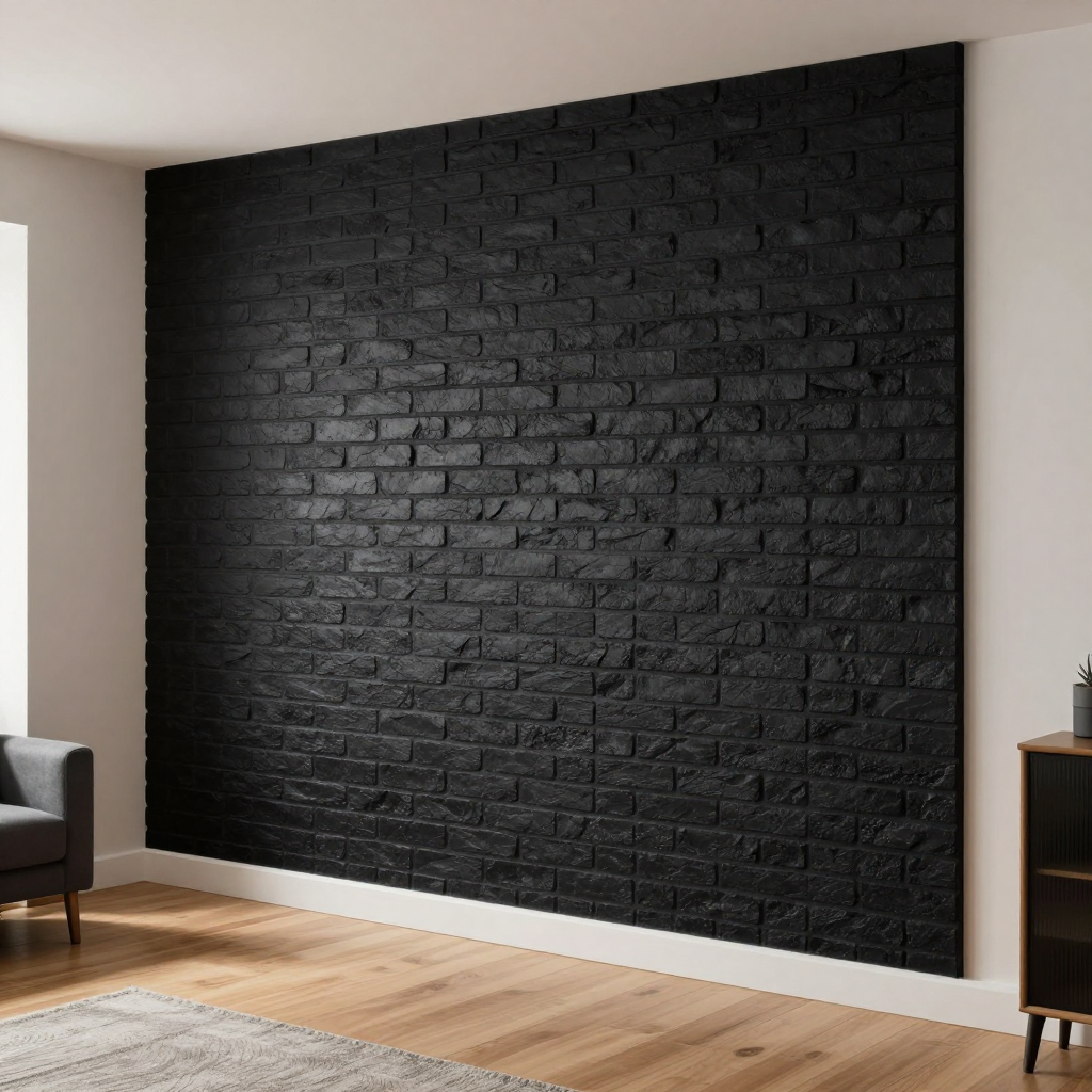 3D панель самоклеюча 700х770х3мм цегла Чорна — стильний акцент для вашого інтер’єру