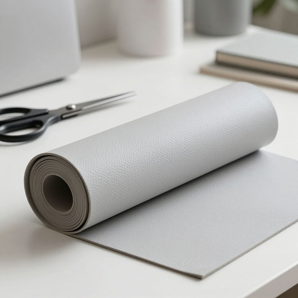 Самоклеюча екошкіра у рулоні 1.37х1м х 0.5мм Світло-сірий SW-00001373: стильний і практичний вибір для декору