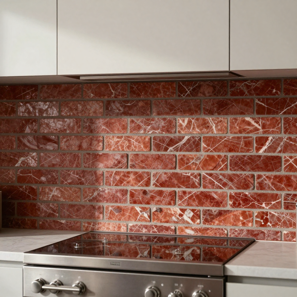 Декоративна 3D панель самоклейка 700х770х5мм Мармур червоний (цегла) — стильний акцент для вашого інтер'єру