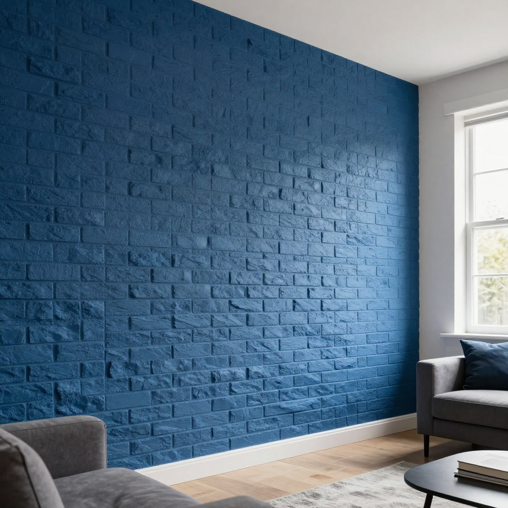 3D панель самоклеюча 700х770х5мм цегла Синій: стильне оновлення для стін
