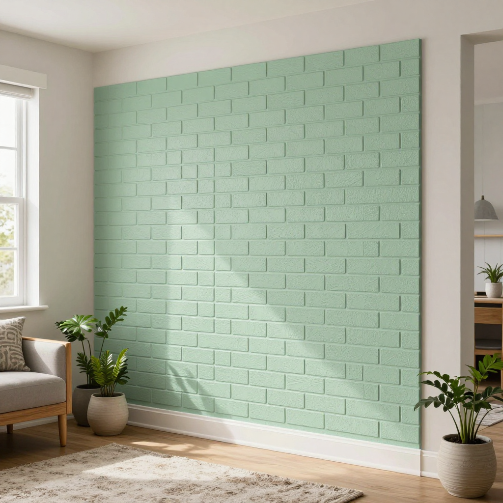 3D панель самоклеюча 700х770х3мм цегла М'ята: стильний декор для вашого інтер'єру