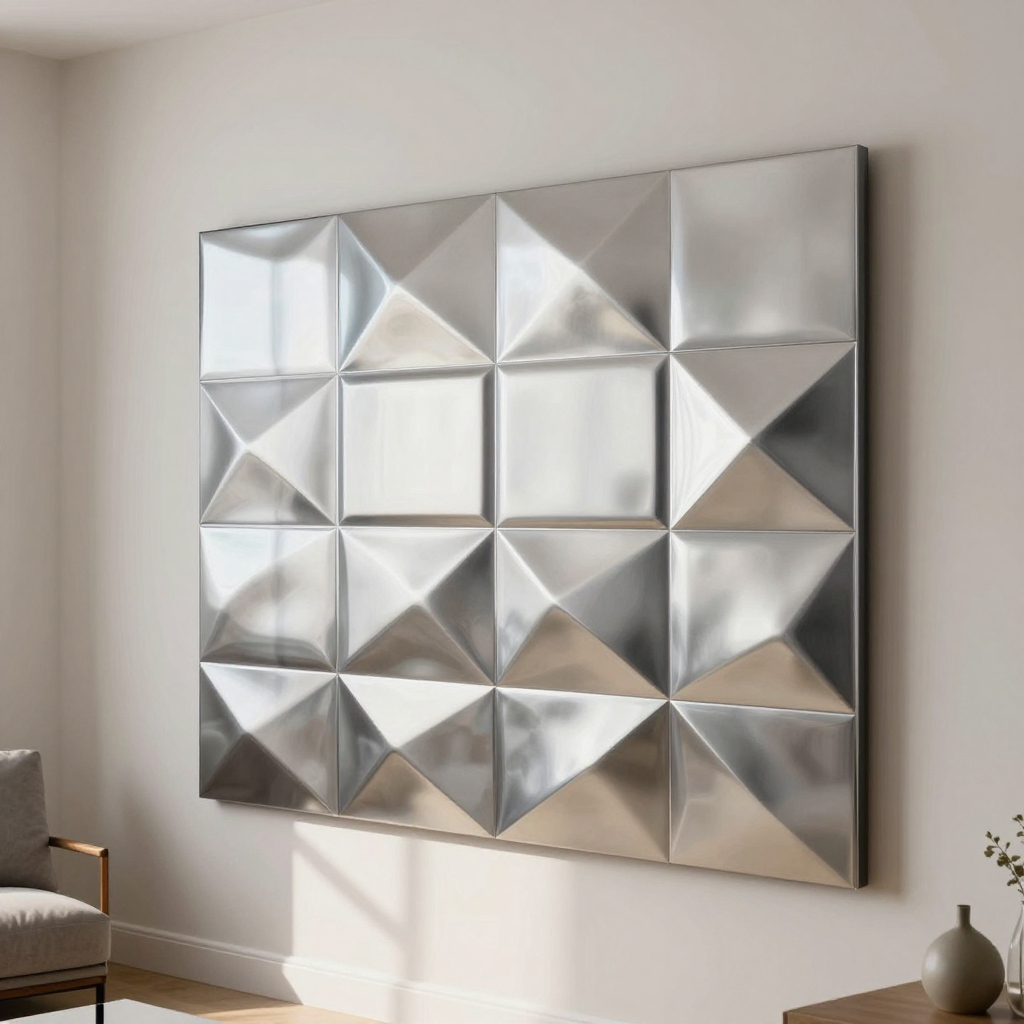 Самоклеюча 3D панель 700х700х5мм Срібні стрічки — елегантний акцент для вашого інтер’єру