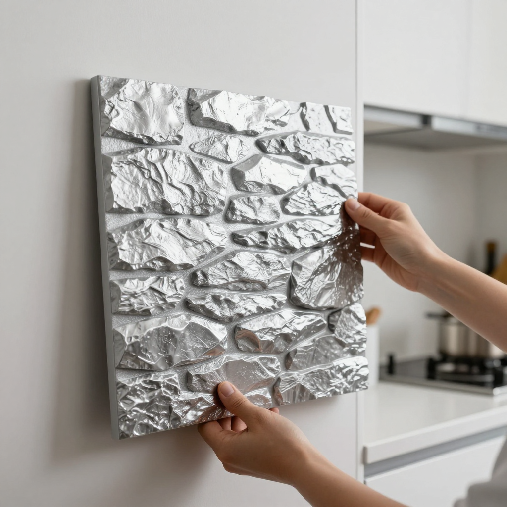 Самоклеюча декоративна 3D панель Камінь срібло 700х700х6мм: стиль та легкість оновлення інтер’єру