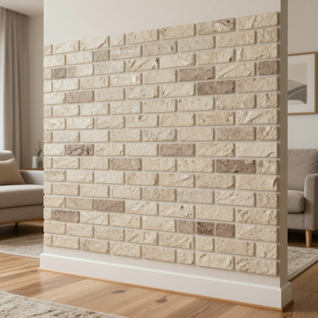 Самоклеюча 3D панель під бежево-коричневу катеринославську цеглу — легка трансформація інтер’єру