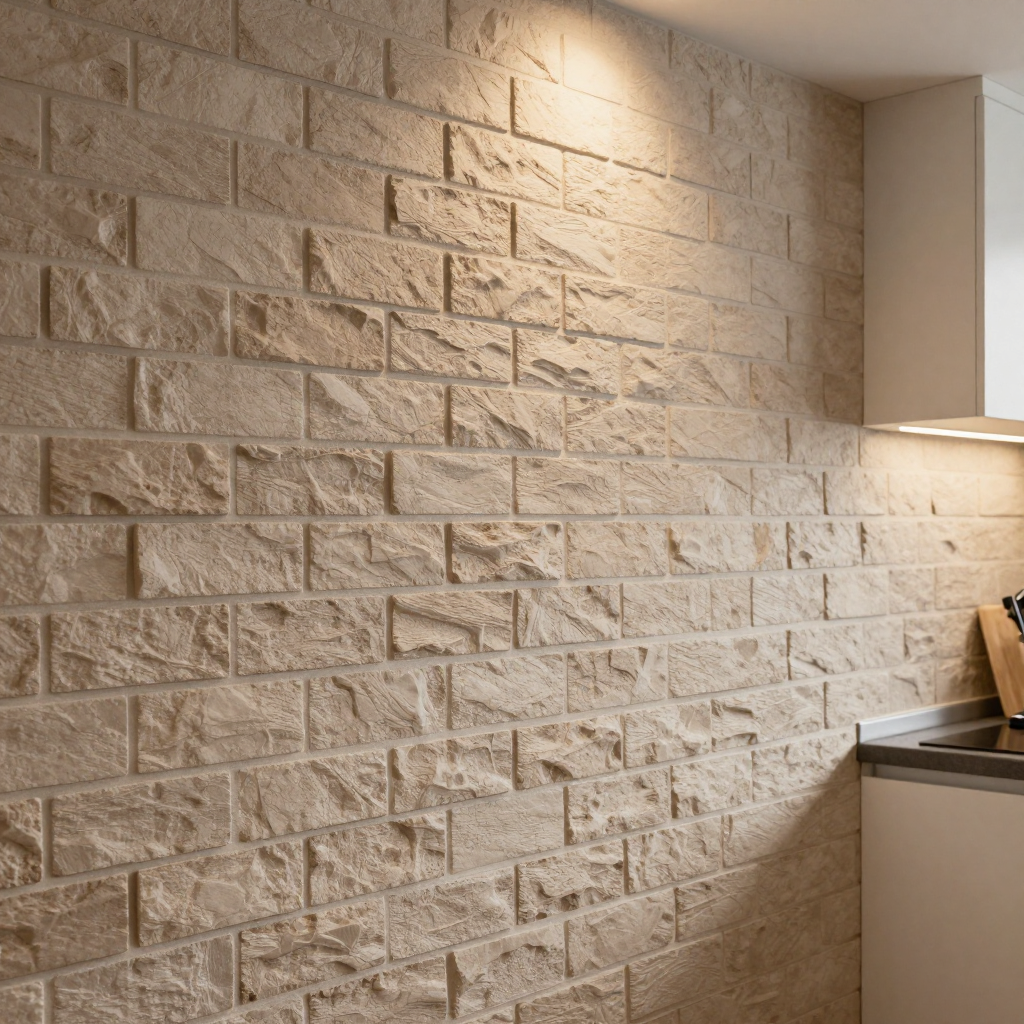 Самоклеюча 3D панель під бежево-коричневу катеринославську цеглу — легка трансформація інтер’єру