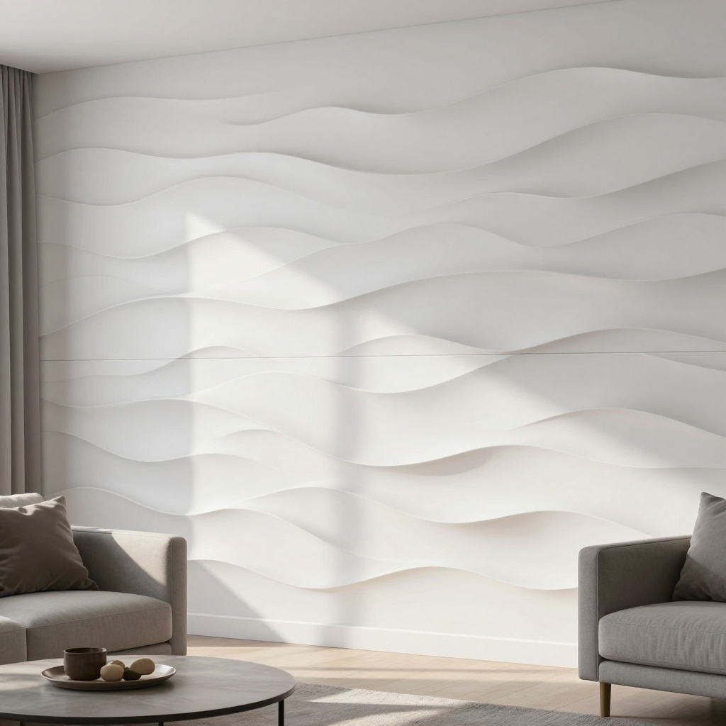 Самоклеюча 3D панель 700x700x5мм Білі хвилі — стильний акцент для вашого інтер’єру