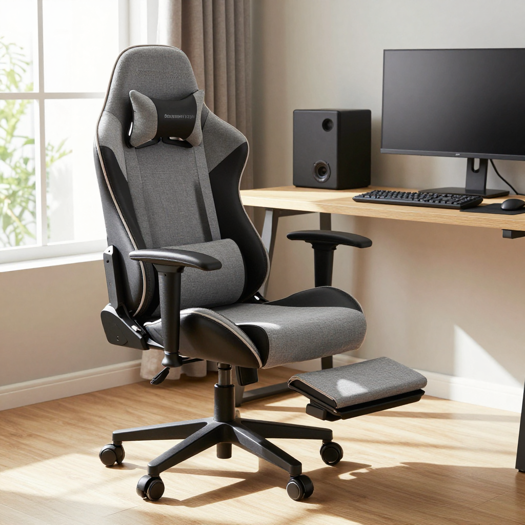 Дизайнерське геймерське крісло із масажною подушкою та підніжкою ThroneX — комфорт для геймерів до 130 кг