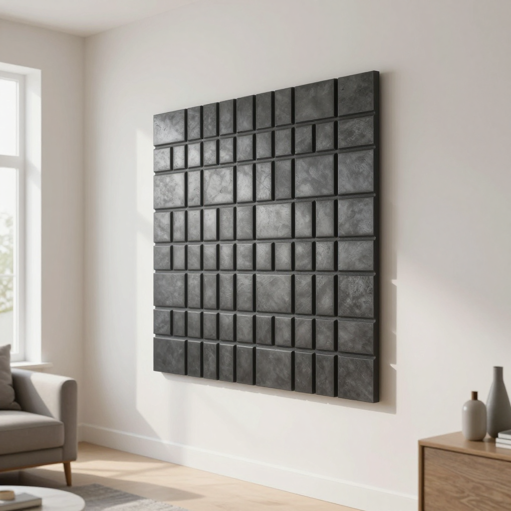 Панель стінова 700х770х3мм Графітовий кубік: стиль і простота монтажу