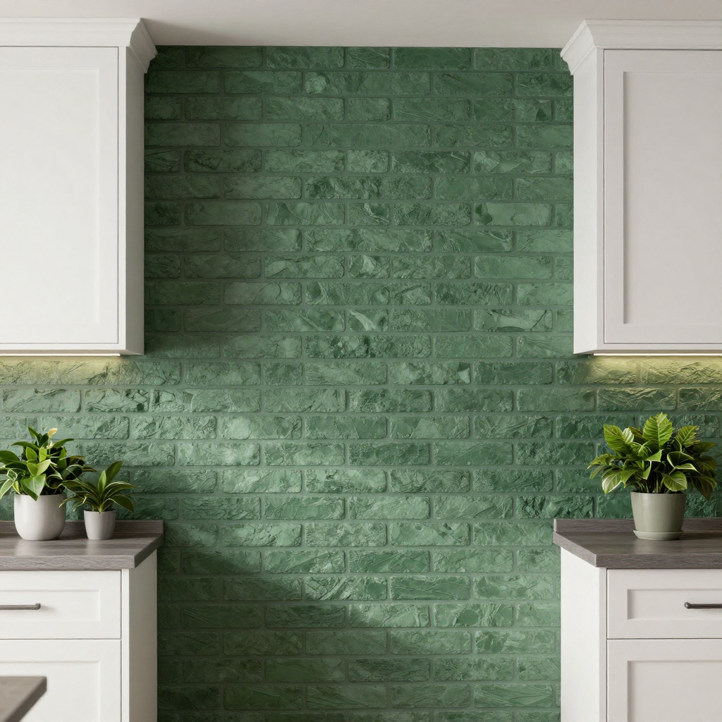Панель стінова 700х700х5мм Зелена цегла зі сріблом SW-00001803 — стиль і простота встановлення для вашого інтер'єру