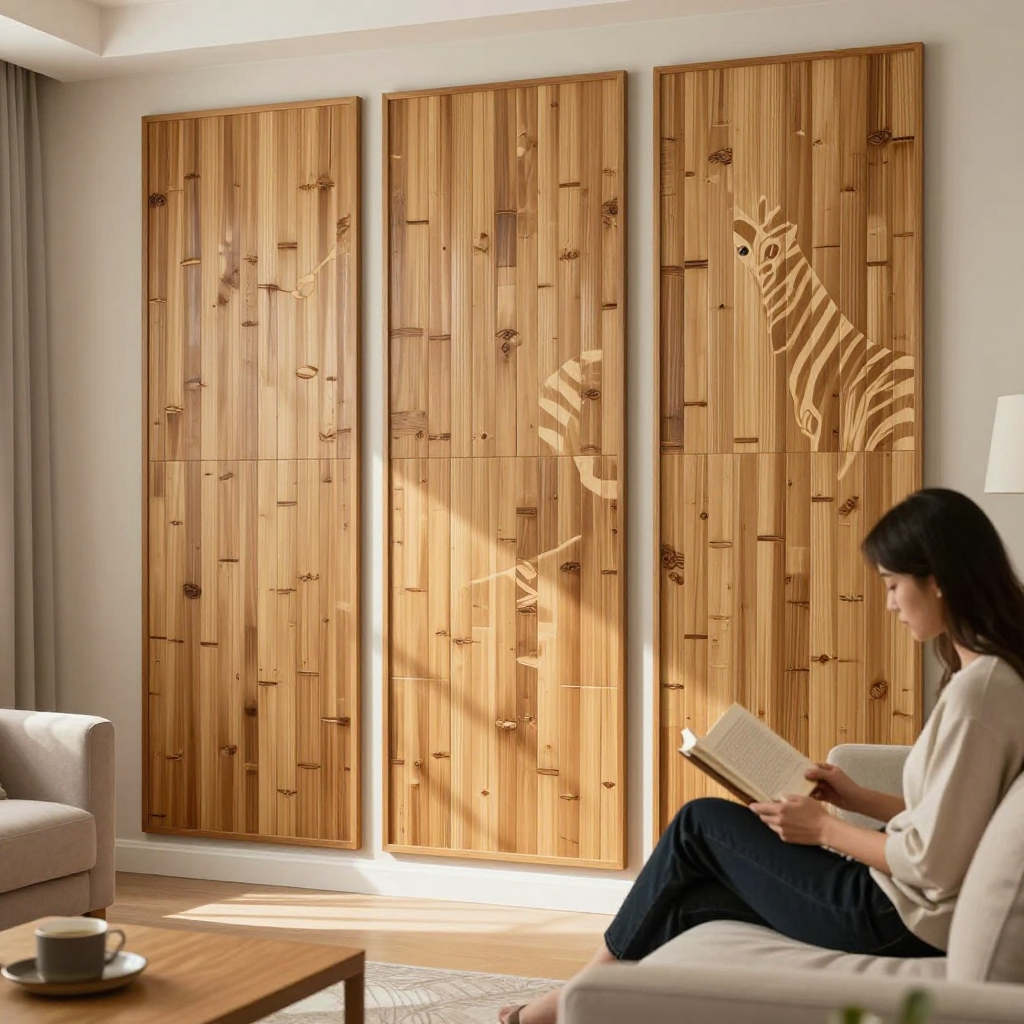 Самоклеюча декоративна 3D панель Бамбук Дерево Зебра 500х500х5 мм — стильний акцент у вашому інтер’єрі