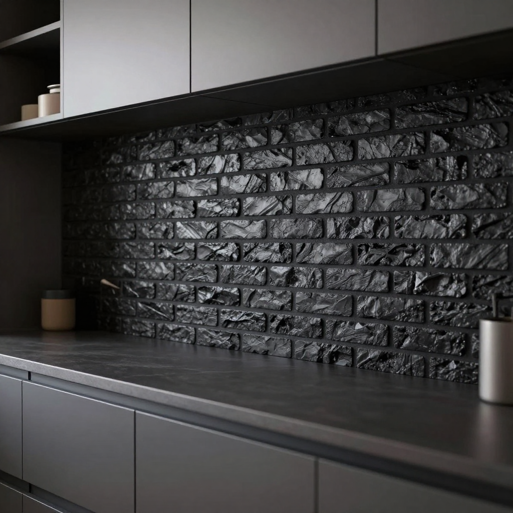 3D панель самоклеюча 700х770х3мм Чорна (019-3): стильний вибір для сучасного інтер'єру