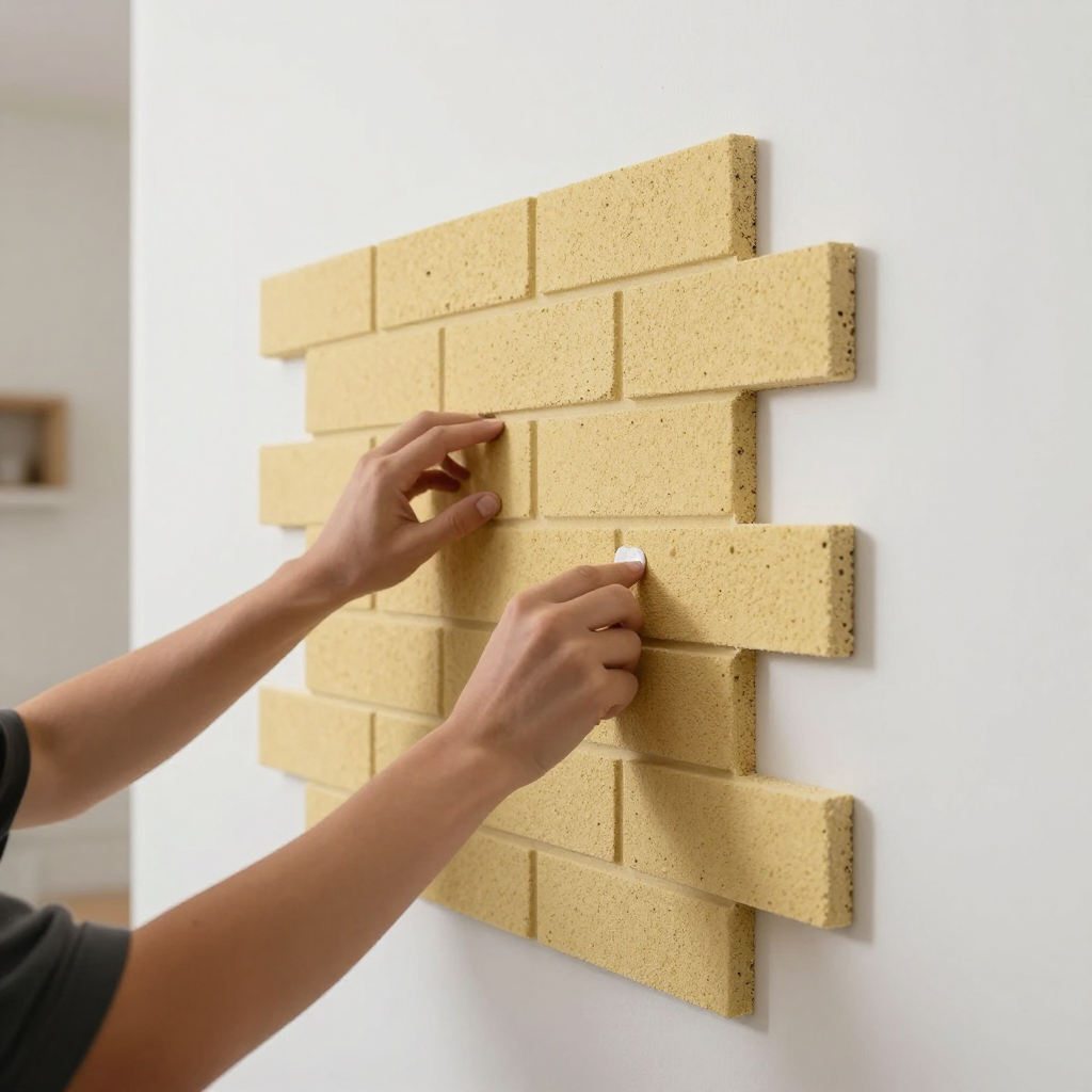 3D панель самоклеюча 700х770х5мм: стильний декор у кольорі жовто-пісочного