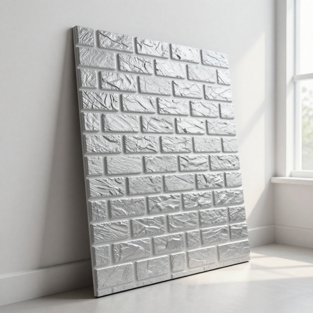 Самоклеюча 3D панель 1960x700x5мм Кладка Срібло: елегантний спосіб декору стін