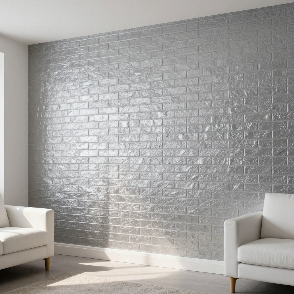 Самоклеюча 3D панель 1960x700x5мм Кладка Срібло: елегантний спосіб декору стін