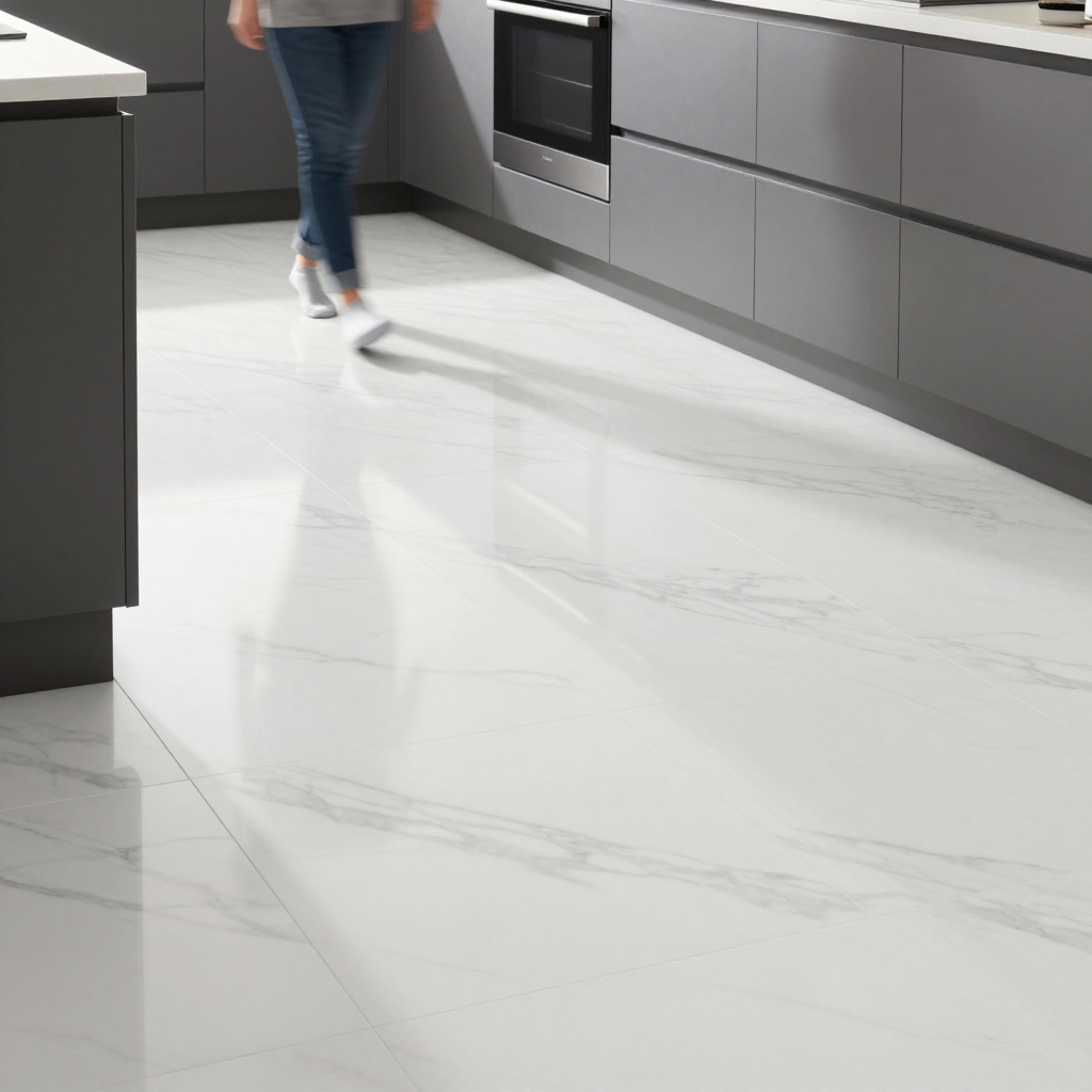 Самоклеюча вінілова плитка в рулоні білий мармур: стиль і зручність для ваших підлог