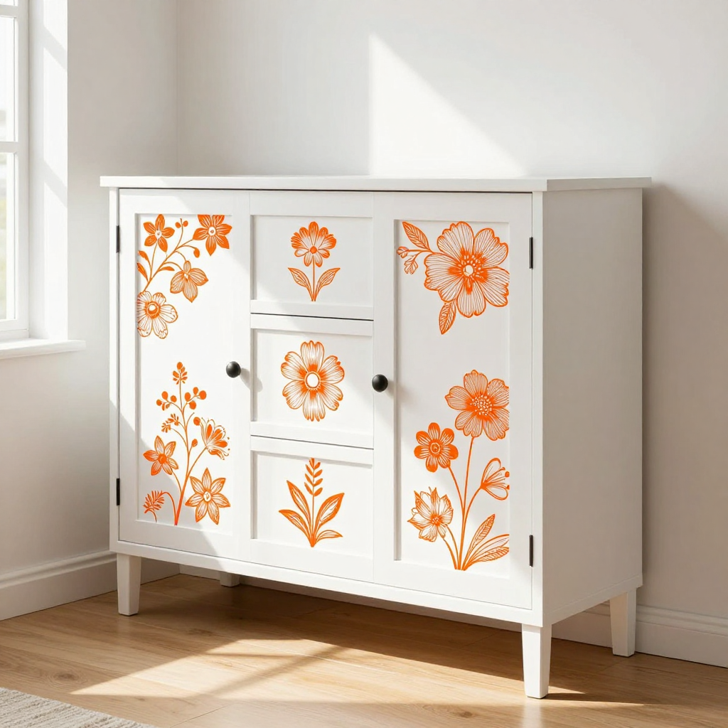 Самоклеюча плівка 0,45х10м х 0,07мм Помаранчові квіти: стильний декор для вашого дому