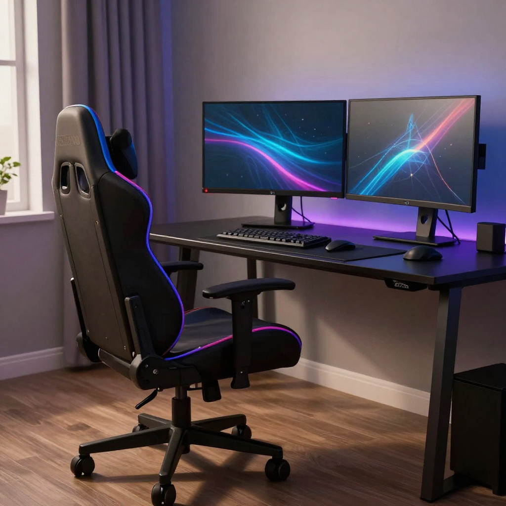 Крісло геймерське ProGame GX-150 з RGB підсвіткою і підставкою для ніг для комфортної гри