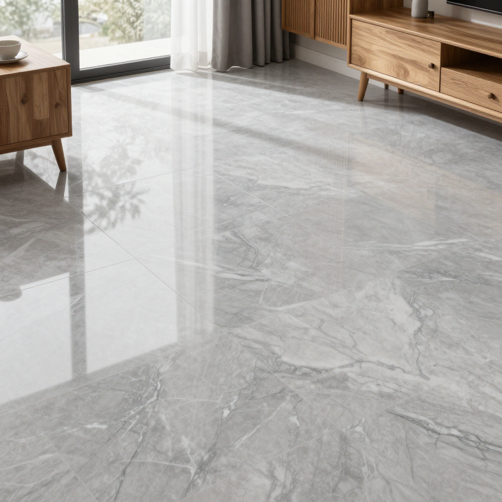 Самоклеюча вінілова плитка Сріблястий мармур 600х300х1,5 мм: стиль і простота