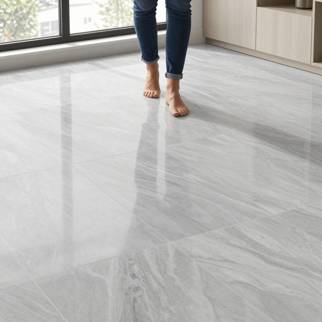 Самоклеюча вінілова плитка Сріблястий мармур 600х300х1,5 мм: стиль і простота