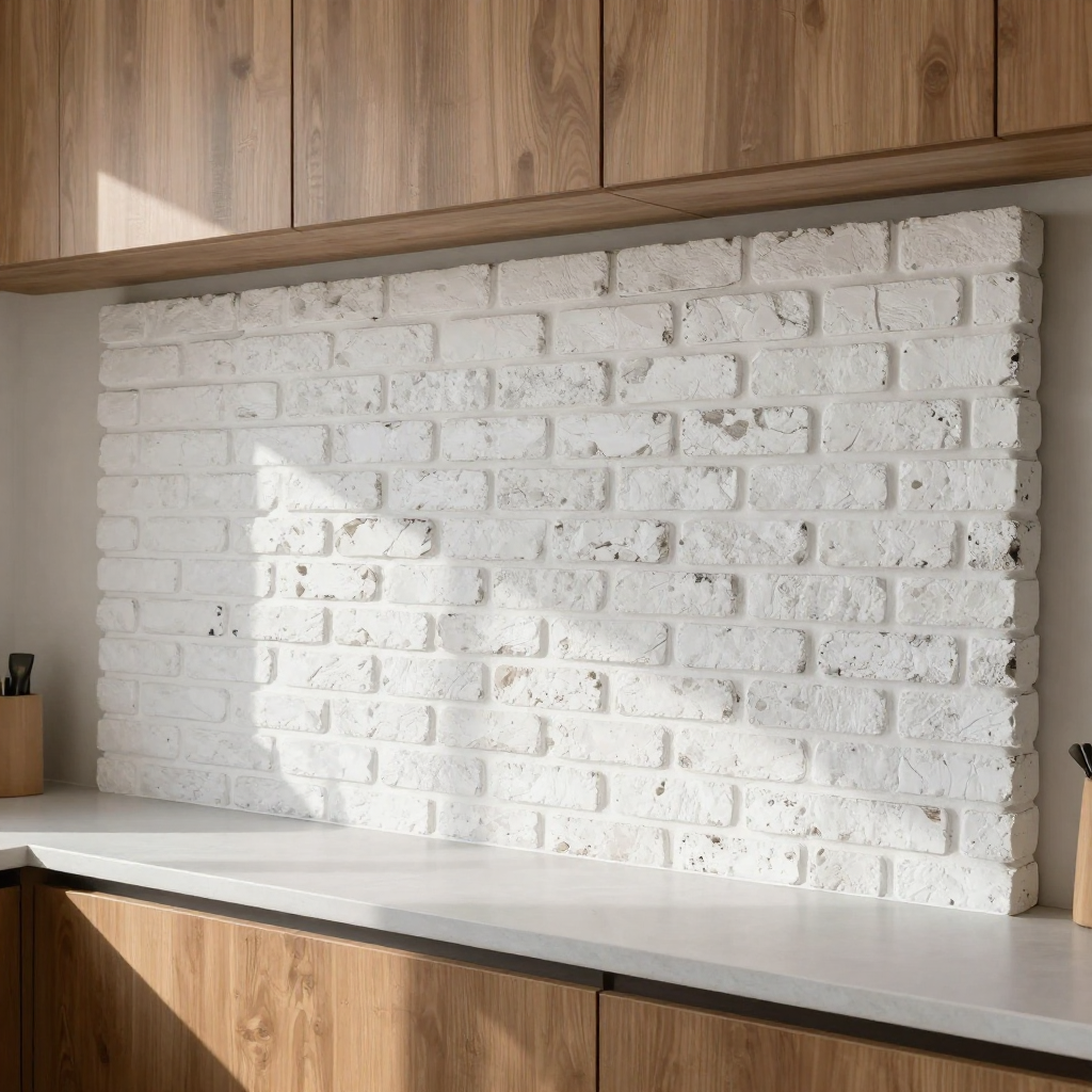 Самоклеюча декоративна 3D панель Камінь біла бита цегла: естетика і простота монтажу