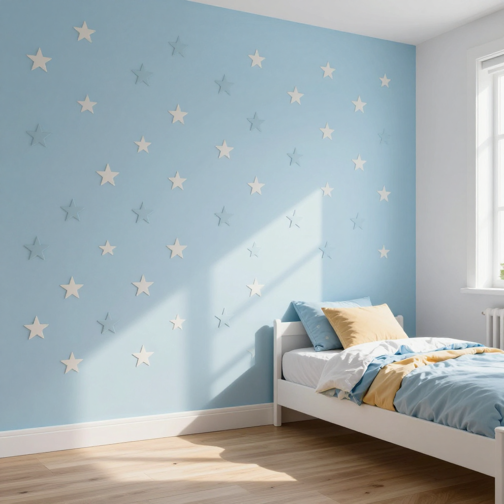 Самоклеюча 3D панель 700х770х3мм Блакитні зірки: естетика та зручність у кожній деталі