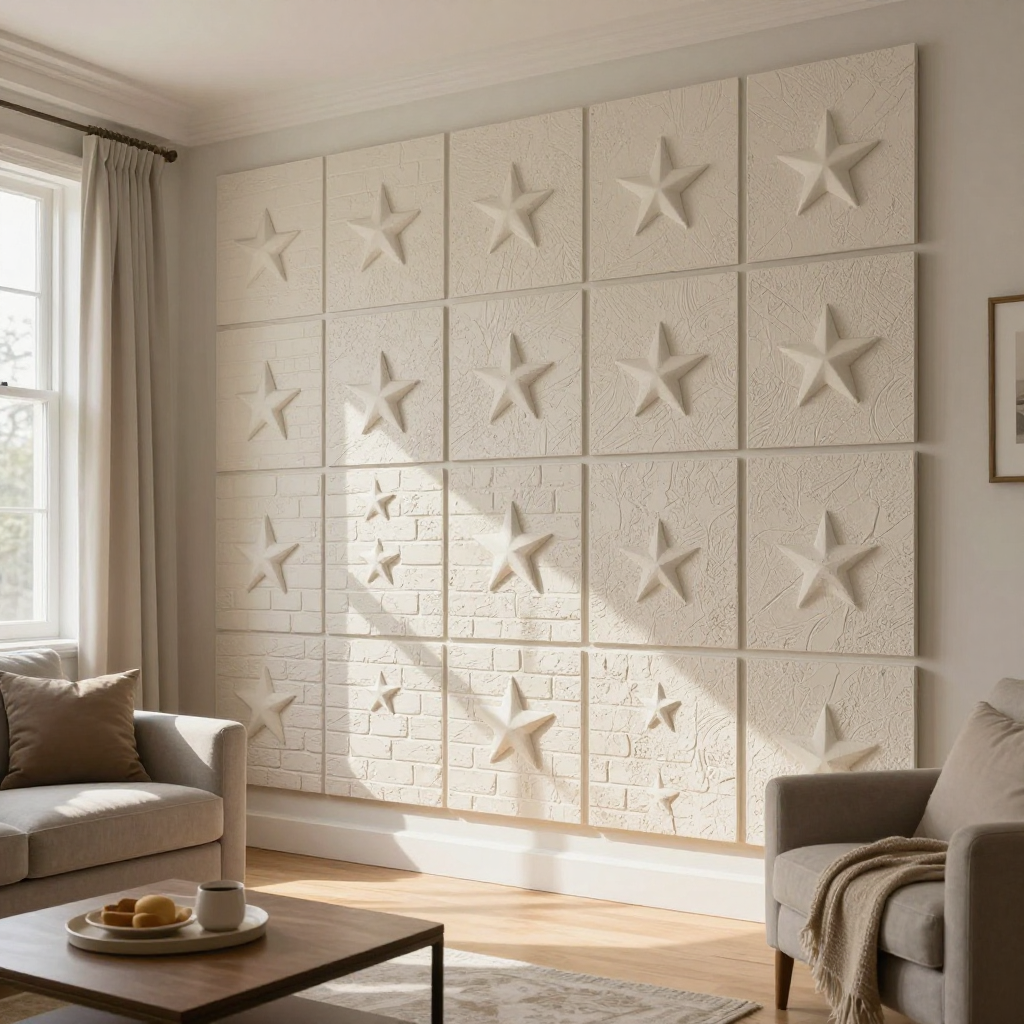 Декоративна 3D панель самоклейка 700х770х3мм «Зірки (цегла)»: просте та стильне рішення для вашого інтер'єру