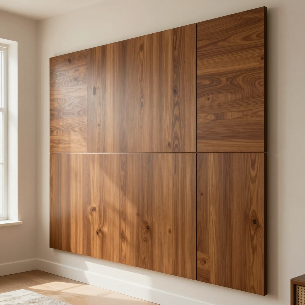 Покриття вінілове самоклеюче 3D рейки 600х600х2,8 мм Тік золотистий — стиль і зручність для вашого інтер’єру