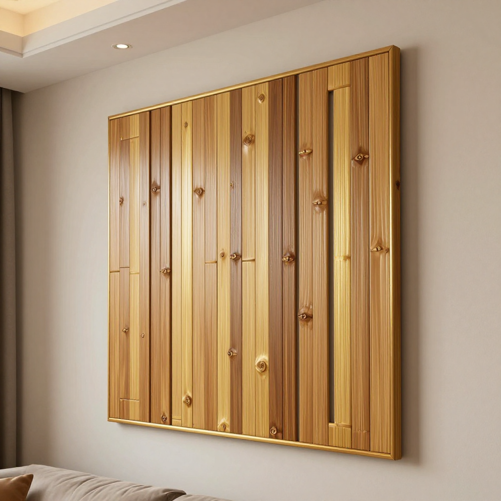 Самоклеюча декоративна 3D панель Бамбук Дерево Золото 500х500х5мм — стильний акцент для вашого інтер’єру