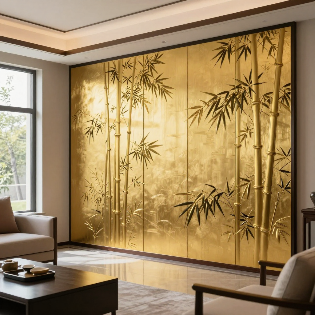 Самоклеюча декоративна 3D панель Бамбук Дерево Золото 500х500х5мм — стильний акцент для вашого інтер’єру