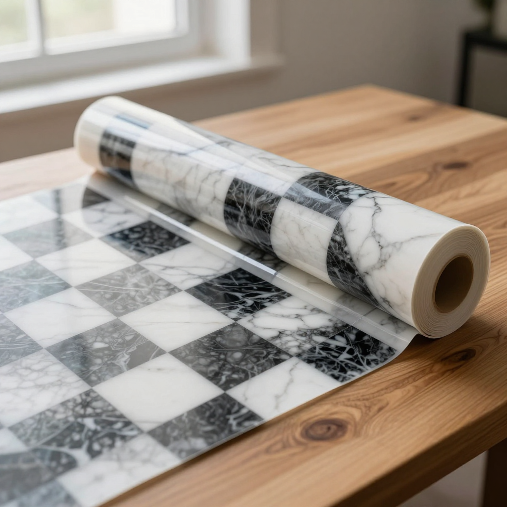 Самоклеюча плівка шахи мармур 0,45х10м: стильний декор за лічені хвилини