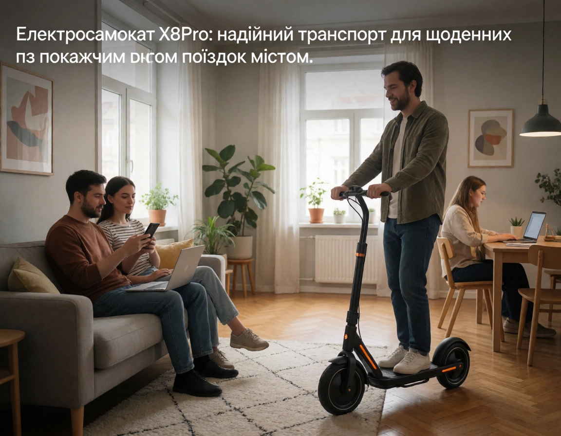 Електросамокат X8Pro 10 дюймів, до 130 кг, із покажчиком повороту чорний